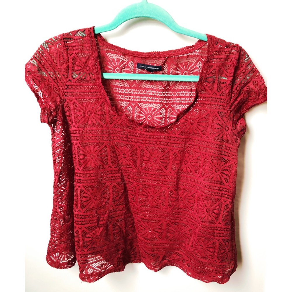 AEO Printed Sheer Mesh Top